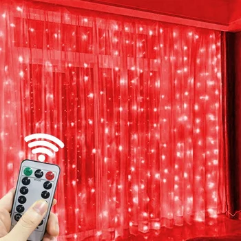 6M LED Záves Garland na Okno USB String Svetlá Víla Vlkovcový Diaľkové Ovládanie Vianočné Svadobné Dekorácie pre Domov Izba