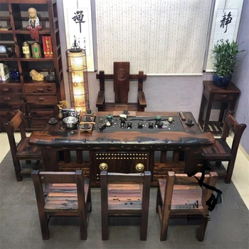 Stará Loď Dreva Stôl-Stolička Nastaviť Masívneho Dreva Čaj Tvorby Nového Čínskeho Zen Starožitné Malý Konferenčný Stolík
