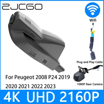 ZJCGO Dash Cam 4K UHD 2160P Auto videorekordér DVR Nočné Videnie Parkovanie pre Peugeot 2008 P24 2019 2020 2021 2022 2023